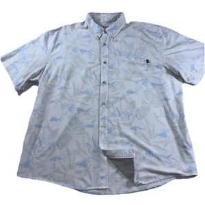 Huk Fishing Tuna Design Button Down Beach And Boating Shirt Men's XXL